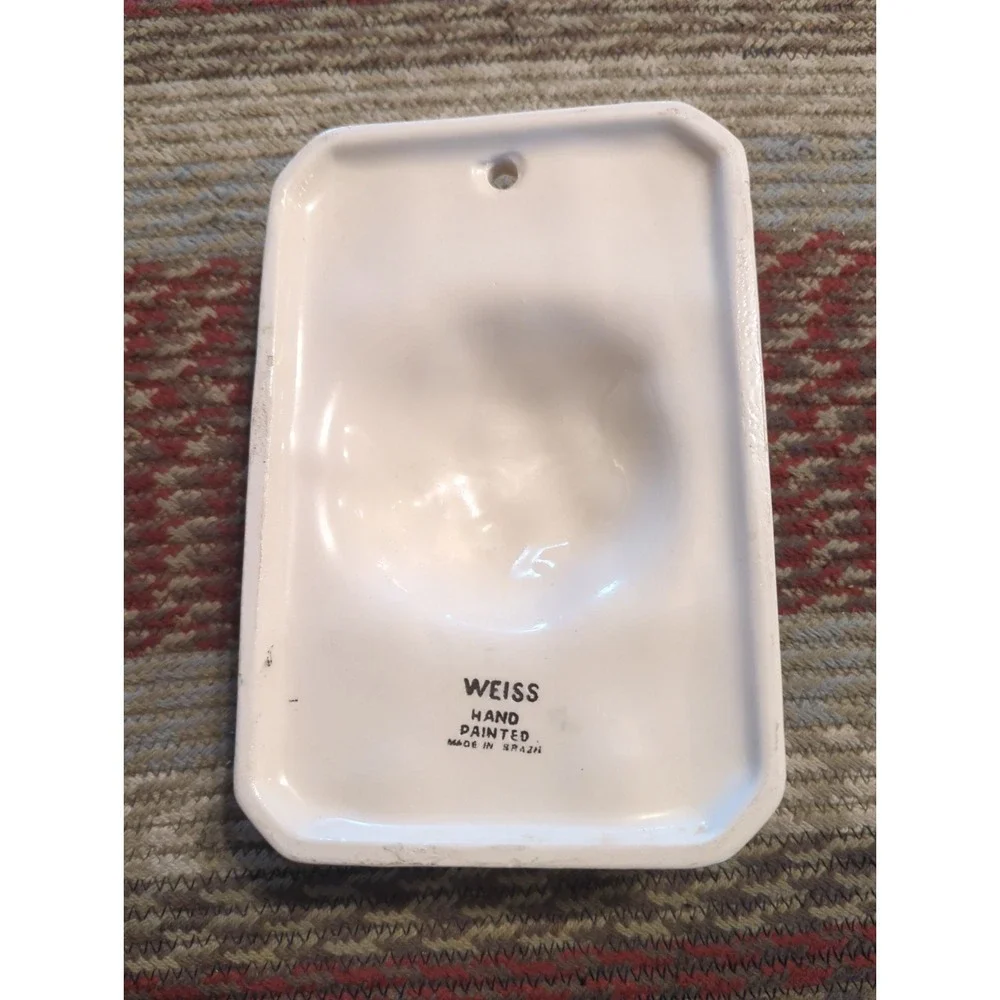 Weiss Handpainted Ceramic Made Brazil Wall Towel Holder Hanger Kitchen Cabbage
